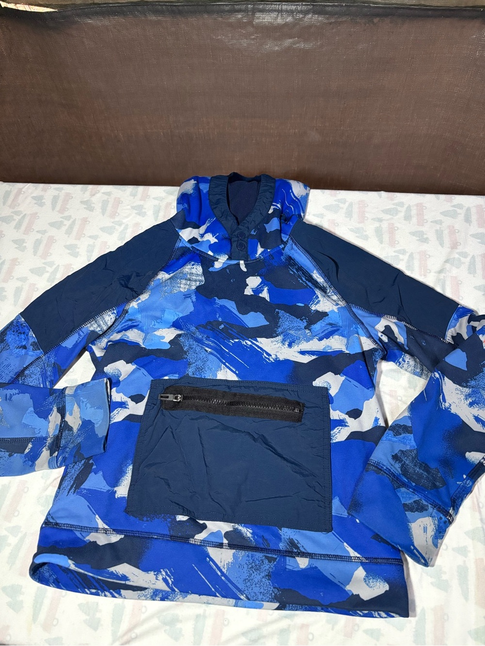 Blue Camouflage Pullover Jacket
